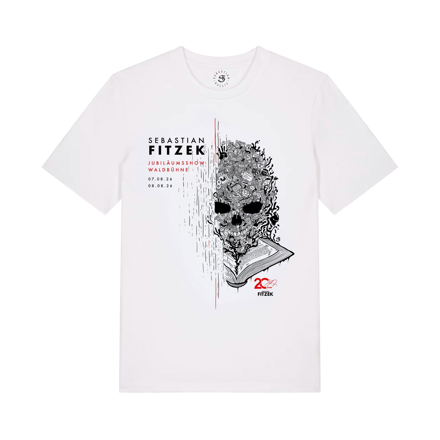 Sebastian Fitzek - 20 Jahre Kopf - Waldbühne Eventmotiv - T-Shirt - Weiß